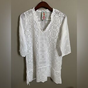 Johnny Was White Lace Tunic XS